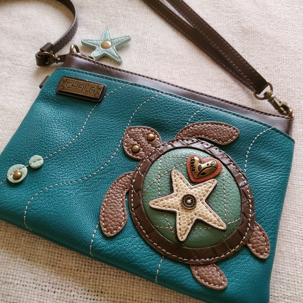 Turtle Lovers Adjustable Strap Leather Purse